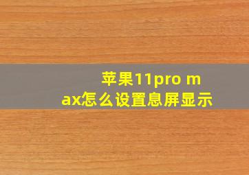 苹果11pro max怎么设置息屏显示